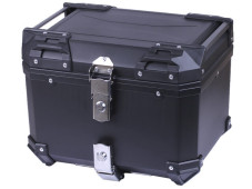 Кофр прямокутний для мотоцикла пластиковий чорний, зі спинкою та двома замками 45л