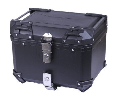 Кофр прямокутний для мотоцикла пластиковий чорний, зі спинкою та двома замками 45л