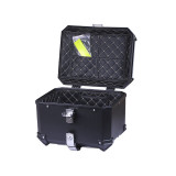 Кофр прямокутний для мотоцикла пластиковий чорний, зі спинкою та двома замками 45л