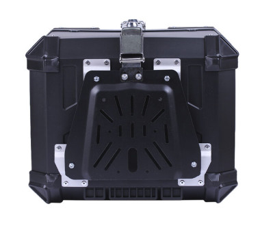 Кофр прямокутний для мотоцикла пластиковий чорний, зі спинкою та двома замками 45л