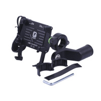 Держатель телефона (крепление на руль) M6S алюминий черный (с зарядкой) (Kewiq)