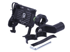 Тримач телефону (кріплення на кермо) M6S алюміній чорний (з зарядкою) (Kewiq)