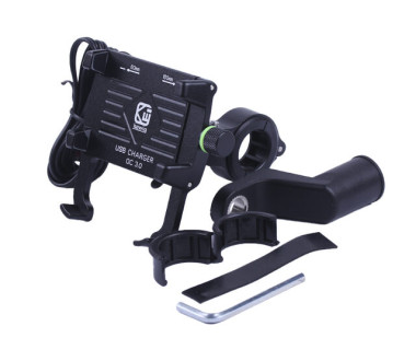 Тримач телефону (кріплення на кермо) M6S алюміній чорний (з зарядкою) (Kewiq)