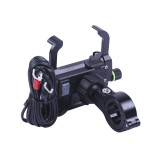 Тримач телефону (кріплення на кермо) M6S алюміній чорний (з зарядкою) (Kewiq)