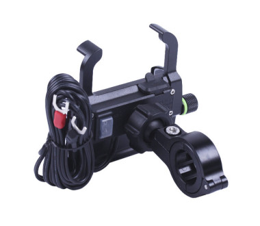 Тримач телефону (кріплення на кермо) M6S алюміній чорний (з зарядкою) (Kewiq)