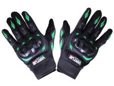 Моторукавички чорні із зеленим, size L -Virtue