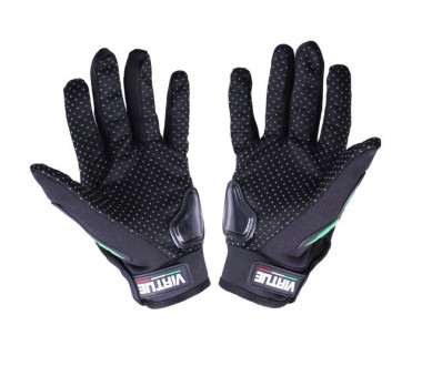 Моторукавички чорні із зеленим, size L -Virtue