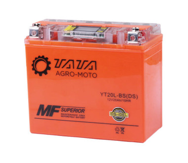 Аккумулятор гелевый TT AGRO MOTO YT20L-BS 18АH, 177×88×155 мм, оранжевый, с дисплеем