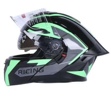 Шлем для мотоцикла, скутера 911 Phantom Racer TTG трансформер (черный с зелёным, size M)