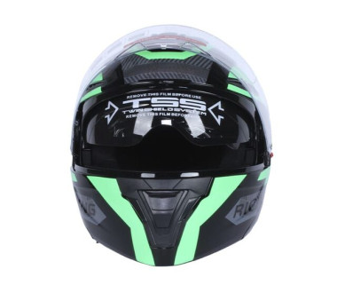 Шлем для мотоцикла, скутера 911 Phantom Racer TTG трансформер (черный с зелёным, size M)