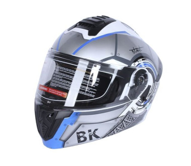 Шлем для мотоцикла, скутера 900 Gear White-Silver TTG трансформер (серый с белым и синим, size L)