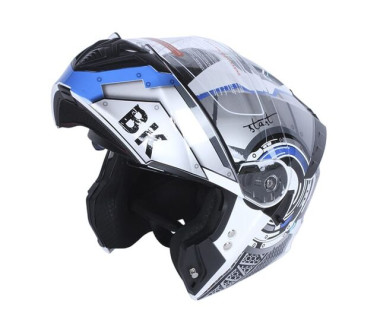 Шлем для мотоцикла, скутера 900 Gear White-Silver TTG трансформер (серый с белым и синим, size L)