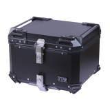 Кофр прямокутний для мотоцикла алюмінієвий чорний, зі спинкою та двома замками 57л - TTG
