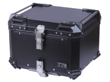 Кофр прямокутний для мотоцикла алюмінієвий чорний, зі спинкою та двома замками 57л - TTG