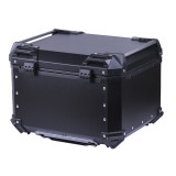Кофр прямокутний для мотоцикла алюмінієвий чорний, зі спинкою та двома замками 57л - TTG