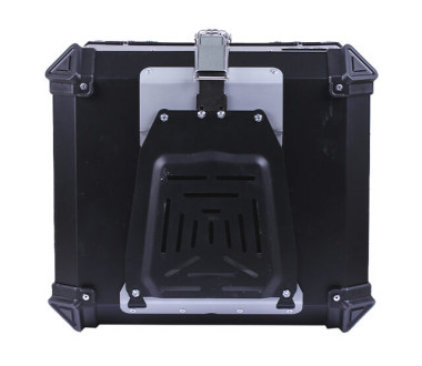 Кофр прямокутний для мотоцикла алюмінієвий чорний, зі спинкою та двома замками 57л - TTG