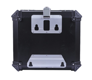 Кофр прямокутний для мотоцикла алюмінієвий чорний, зі спинкою та двома замками 57л - TTG