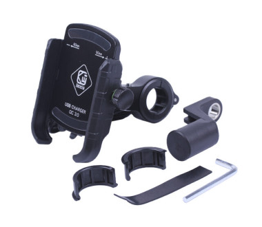 Тримач телефону (кріплення на кермо) M8C чорний (з зарядкою) (Kewiq)