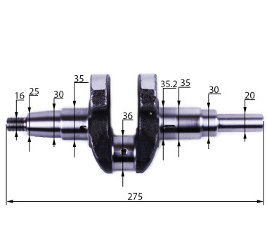 Колінвал голий під шпонку діаметр 20 мм - 178F