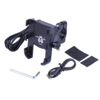 Держатель телефона (крепление на руль) HFCM-29 алюминий черный (с зарядкой)