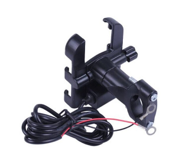 Тримач телефону (кріплення на кермо) HFCM-29 алюміній чорний (з зарядкою)