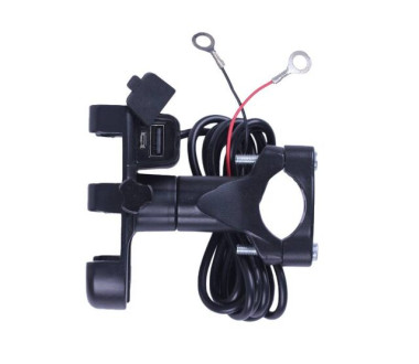 Тримач телефону (кріплення на кермо) HFCM-29 алюміній чорний (з зарядкою)