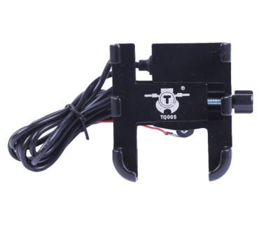 Тримач телефону (кріплення на кермо) HFCM-29 алюміній чорний (з зарядкою)