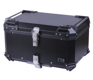 Кофр прямокутний для мотоцикла алюмінієвий чорний, зі спинкою та двома замками 65л - TTG