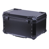 Кофр прямокутний для мотоцикла алюмінієвий чорний, зі спинкою та двома замками 65л - TTG