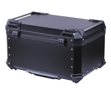 Кофр прямокутний для мотоцикла алюмінієвий чорний, зі спинкою та двома замками 65л - TTG