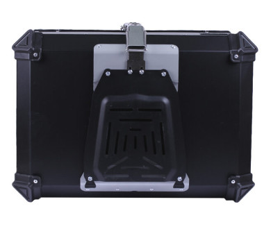 Кофр прямокутний для мотоцикла алюмінієвий чорний, зі спинкою та двома замками 65л - TTG