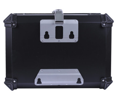 Кофр прямокутний для мотоцикла алюмінієвий чорний, зі спинкою та двома замками 65л - TTG