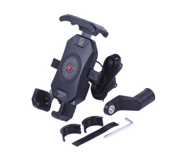 Тримач телефону (кріплення на кермо) M14-A1 чорний з бездротовою зарядкою (Kewiq)