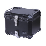 Кофр прямокутний TTG для мотоцикла, алюмінієвий чорний, зі спинкою та двома замками 45л