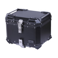 Кофр прямоугольный TTG для мотоцикла, алюминиевый черный, со спинкой и двумя замками 45л