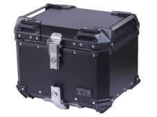 Кофр прямокутний TTG для мотоцикла, алюмінієвий чорний, зі спинкою та двома замками 45л