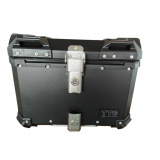 Кофр прямокутний TTG для мотоцикла, алюмінієвий чорний, зі спинкою та двома замками 45л