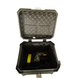 Кофр прямокутний TTG для мотоцикла, алюмінієвий чорний, зі спинкою та двома замками 45л