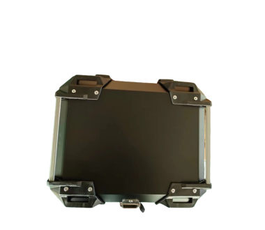 Кофр прямокутний TTG для мотоцикла, алюмінієвий чорний, зі спинкою та двома замками 45л