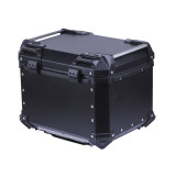 Кофр прямокутний TTG для мотоцикла, алюмінієвий чорний, зі спинкою та двома замками 45л