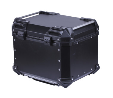 Кофр прямокутний TTG для мотоцикла, алюмінієвий чорний, зі спинкою та двома замками 45л