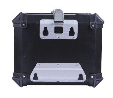 Кофр прямокутний TTG для мотоцикла, алюмінієвий чорний, зі спинкою та двома замками 45л