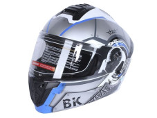 Шлем для мотоцикла, скутера 900 Gear White-Silver TTG трансформер (серый с белым и синим, size M)