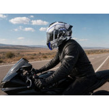 Шлем для мотоцикла, скутера 900 Gear White-Silver TTG трансформер (серый с белым и синим, size M)