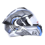 Шлем для мотоцикла, скутера 900 Gear White-Silver TTG трансформер (серый с белым и синим, size M)