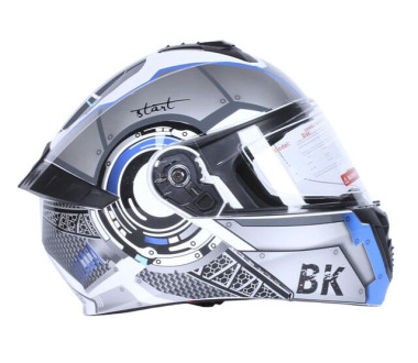 Шлем для мотоцикла, скутера 900 Gear White-Silver TTG трансформер (серый с белым и синим, size M)