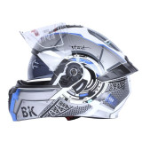 Шлем для мотоцикла, скутера 900 Gear White-Silver TTG трансформер (серый с белым и синим, size M)