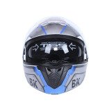 Шлем для мотоцикла, скутера 900 Gear White-Silver TTG трансформер (серый с белым и синим, size M)