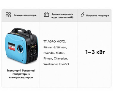Акумулятор гелевий ТТ AGRO MOTO YTX4L-BS TT 4AH, 113×70×85 мм на інверторний генератор, помаранчевий, з індикатором