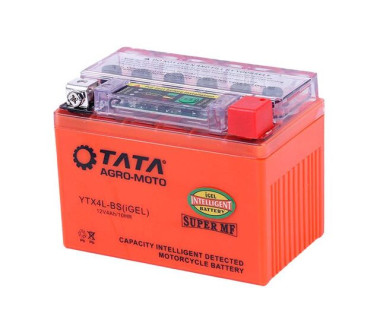 Акумулятор гелевий ТТ AGRO MOTO YTX4L-BS TT 4AH, 113×70×85 мм на інверторний генератор, помаранчевий, з індикатором